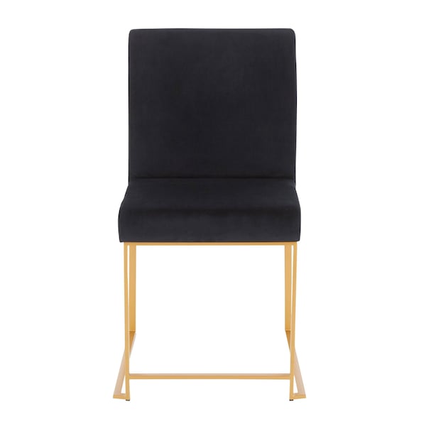 Lumisource High Back Fuji Dining Chair in Gold and Black Velvet, PK 2 - DC-HBFUJI AUVBK2
