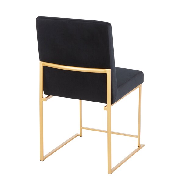 Lumisource High Back Fuji Dining Chair in Gold and Black Velvet, PK 2 - DC-HBFUJI AUVBK2