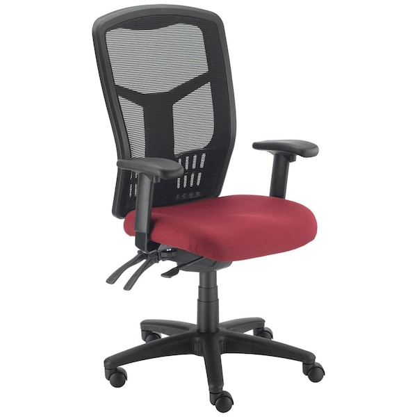 Global Industrial High Back Task Chair, Mesh Back, Fabric Seat, Red - 695521