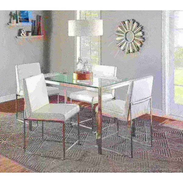Lumisource High Back Fuji Chair in Stainless Steel, White Faux Leather, PK 2 - DC-HBFUJI SSW2