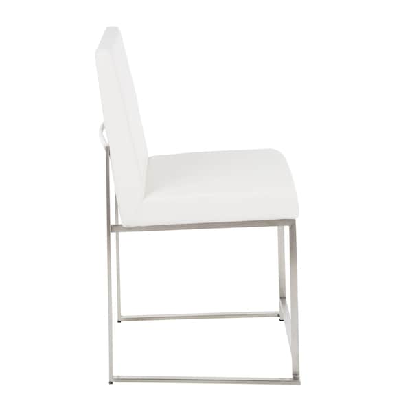Lumisource High Back Fuji Chair in Stainless Steel, White Faux Leather, PK 2 - DC-HBFUJI SSW2