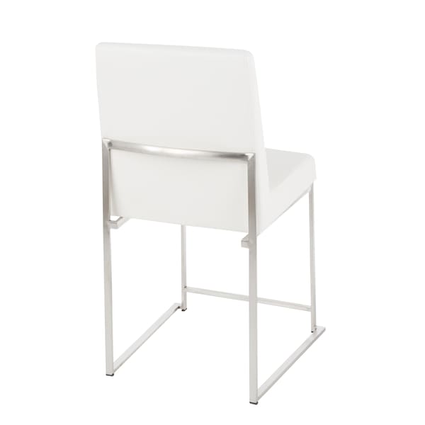 Lumisource High Back Fuji Chair in Stainless Steel, White Faux Leather, PK 2 - DC-HBFUJI SSW2