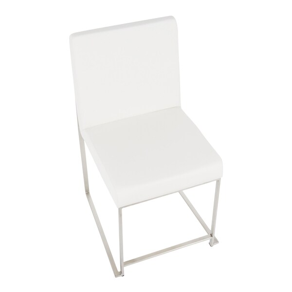 Lumisource High Back Fuji Chair in Stainless Steel, White Faux Leather, PK 2 - DC-HBFUJI SSW2