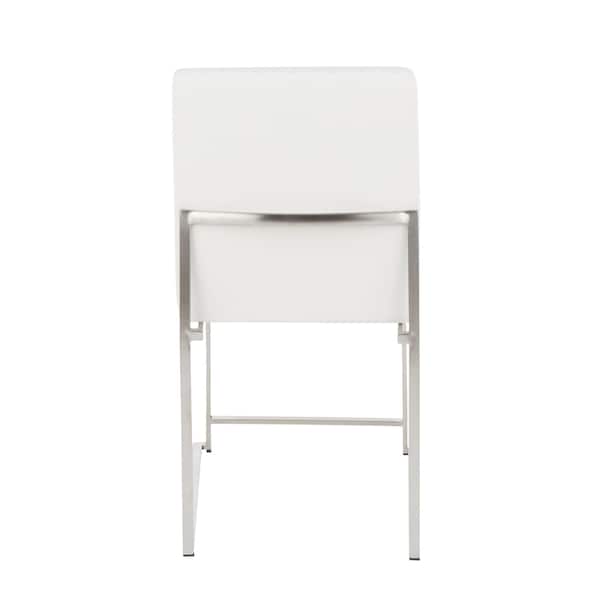 Lumisource High Back Fuji Chair in Stainless Steel, White Faux Leather, PK 2 - DC-HBFUJI SSW2
