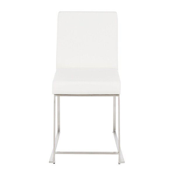 Lumisource High Back Fuji Chair in Stainless Steel, White Faux Leather, PK 2 - DC-HBFUJI SSW2