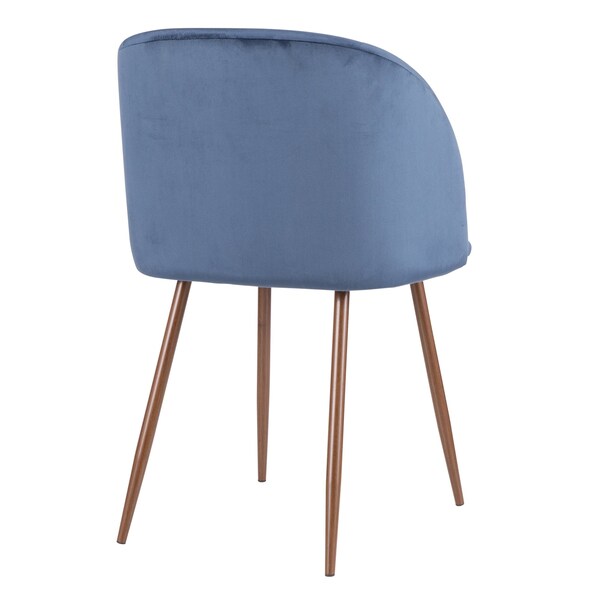 Lumisource Fran Dining Chair in Walnut and Blue Velvet, PK 2 - CH-FRAN WL+BU2