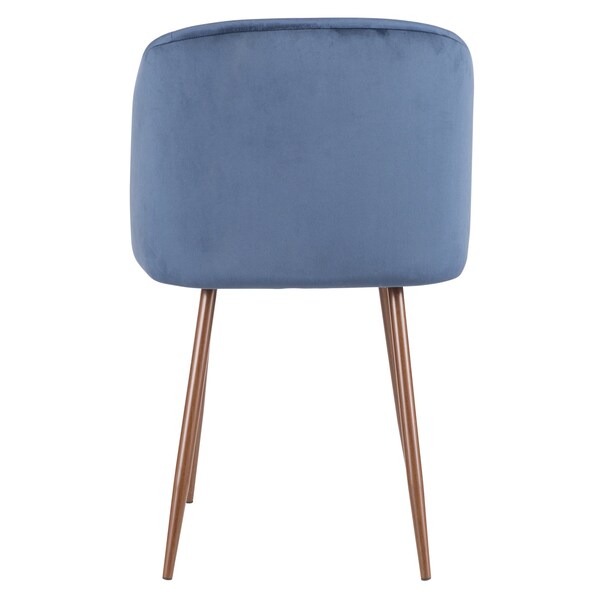 Lumisource Fran Dining Chair in Walnut and Blue Velvet, PK 2 - CH-FRAN WL+BU2