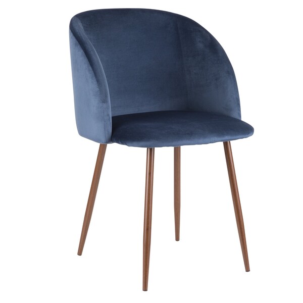 Lumisource Fran Dining Chair in Walnut and Blue Velvet, PK 2 - CH-FRAN WL+BU2