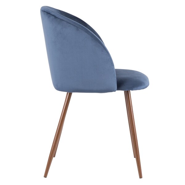 Lumisource Fran Dining Chair in Walnut and Blue Velvet, PK 2 - CH-FRAN WL+BU2