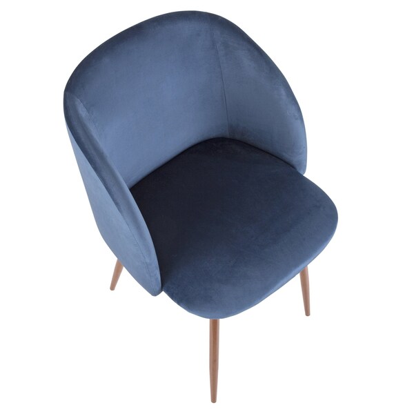 Lumisource Fran Dining Chair in Walnut and Blue Velvet, PK 2 - CH-FRAN WL+BU2