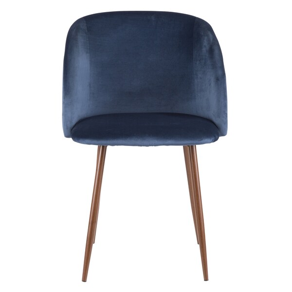 Lumisource Fran Dining Chair in Walnut and Blue Velvet, PK 2 - CH-FRAN WL+BU2