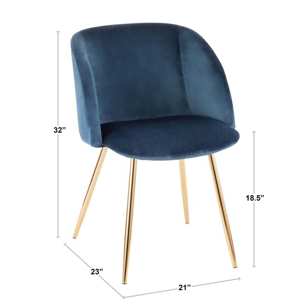 Lumisource Fran Dining Chair in Walnut and Blue Velvet, PK 2 - CH-FRAN WL+BU2