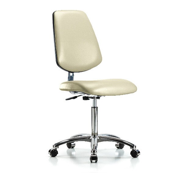Blue Ridge Ergonomics Clean Room Chair 22" to 29" Height, Vinyl, Adobe White - BR-CLR-VMBCH-MB-CR-NF-CC-8501