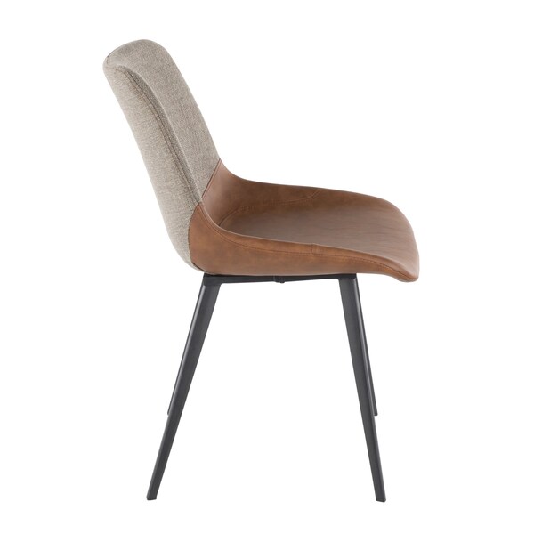 Lumisource Outlaw Two-Tone Chair in Espresso Faux Leather and Brown Fabric, PK 2 - DC-OTLW BK+BN2