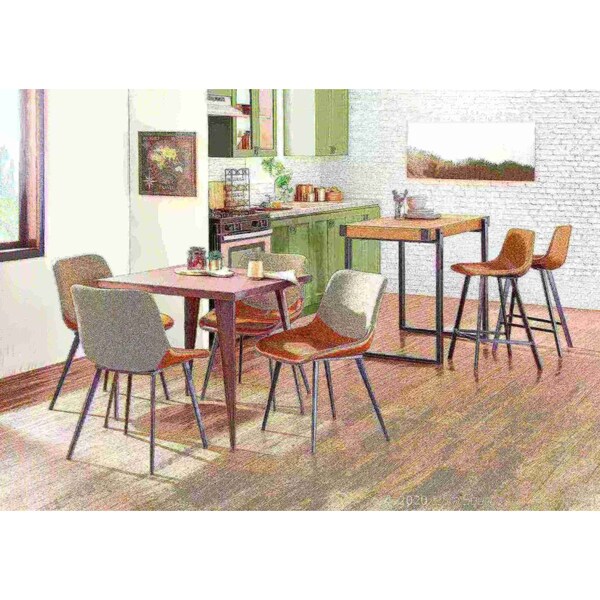 Lumisource Outlaw Two-Tone Chair in Espresso Faux Leather and Brown Fabric, PK 2 - DC-OTLW BK+BN2