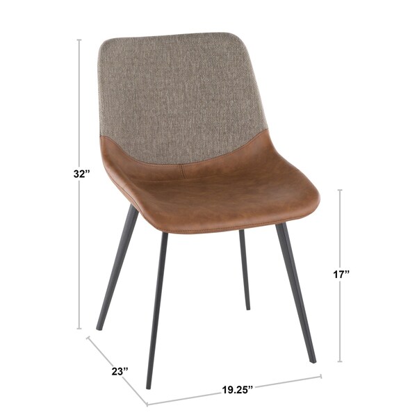 Lumisource Outlaw Two-Tone Chair in Espresso Faux Leather and Brown Fabric, PK 2 - DC-OTLW BK+BN2