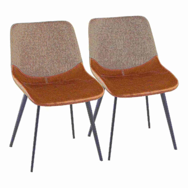 Lumisource Outlaw Two-Tone Chair in Espresso Faux Leather and Brown Fabric, PK 2 - DC-OTLW BK+BN2