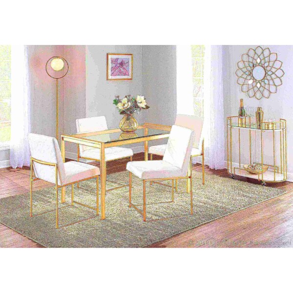 Lumisource High Back Fuji Dining Chair in Gold and White Velvet, PK 2 - DC-HBFUJI AUVW2