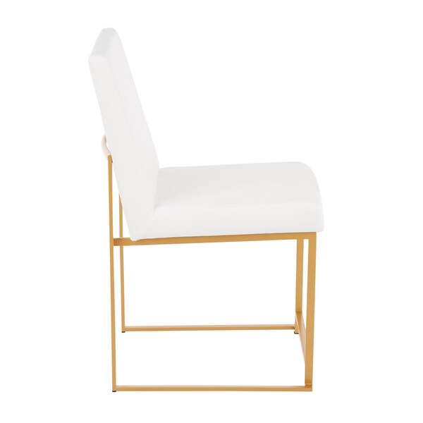 Lumisource High Back Fuji Dining Chair in Gold and White Velvet, PK 2 - DC-HBFUJI AUVW2