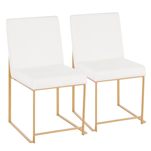 Lumisource High Back Fuji Dining Chair in Gold and White Velvet, PK 2 - DC-HBFUJI AUVW2
