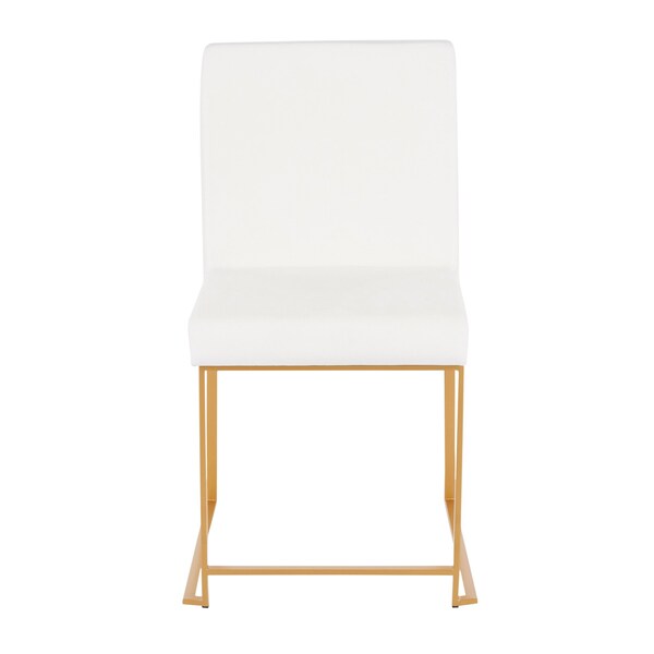 Lumisource High Back Fuji Dining Chair in Gold and White Velvet, PK 2 - DC-HBFUJI AUVW2