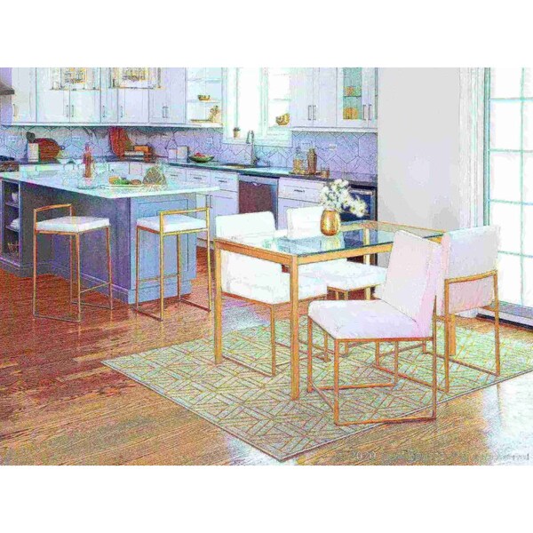 Lumisource High Back Fuji Dining Chair in Gold and White Velvet, PK 2 - DC-HBFUJI AUVW2