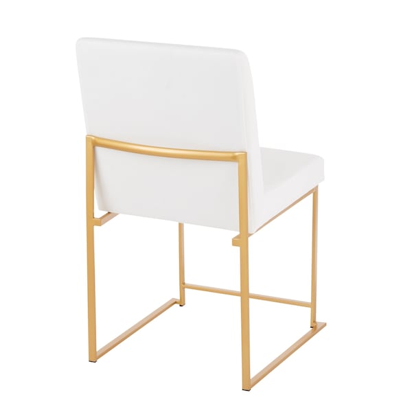 Lumisource High Back Fuji Dining Chair in Gold and White Velvet, PK 2 - DC-HBFUJI AUVW2