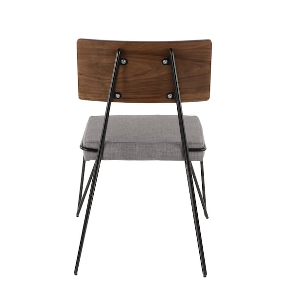 Lumisource Loft Chair in Grey Fabric and Walnut Wood Accent, PK 2 - CH-LOFT BK+GY2