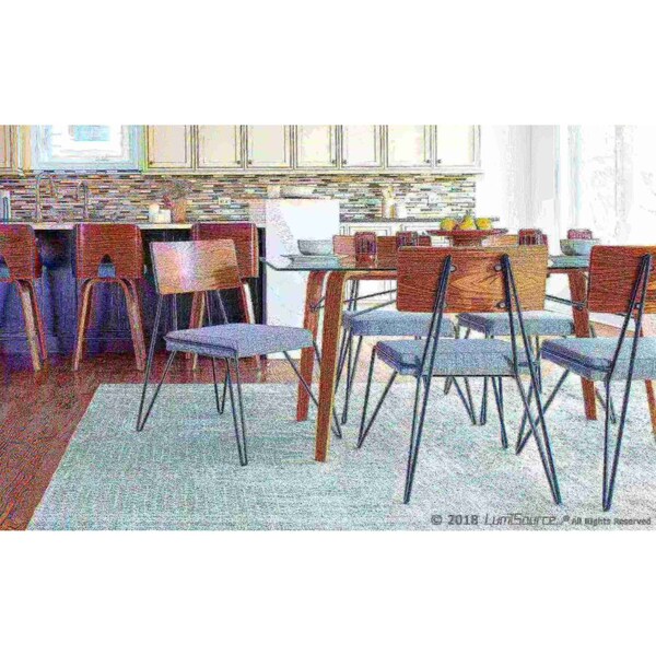 Lumisource Loft Chair in Grey Fabric and Walnut Wood Accent, PK 2 - CH-LOFT BK+GY2