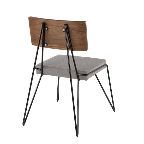 Lumisource Loft Chair in Grey Fabric and Walnut Wood Accent, PK 2 - CH-LOFT BK+GY2