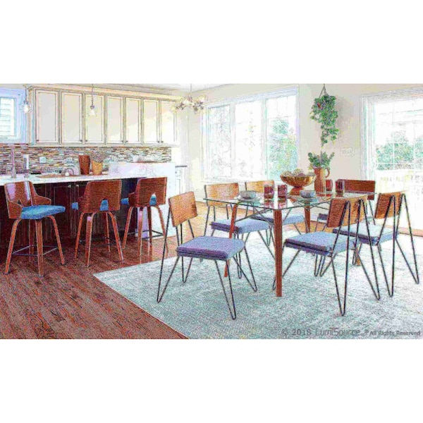 Lumisource Loft Chair in Grey Fabric and Walnut Wood Accent, PK 2 - CH-LOFT BK+GY2