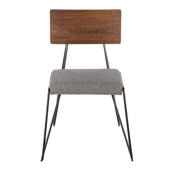 Lumisource Loft Chair in Grey Fabric and Walnut Wood Accent, PK 2 - CH-LOFT BK+GY2