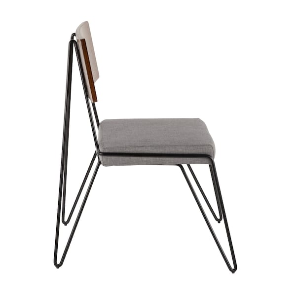 Lumisource Loft Chair in Grey Fabric and Walnut Wood Accent, PK 2 - CH-LOFT BK+GY2
