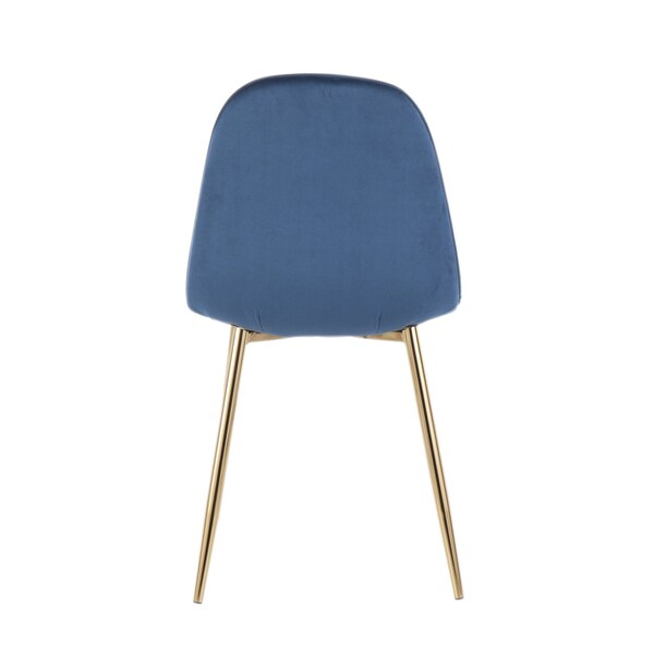 Lumisource Pebble Chair in Gold Steel and Blue Velvet, PK 2 - CH-PEBBLE AUVBU2