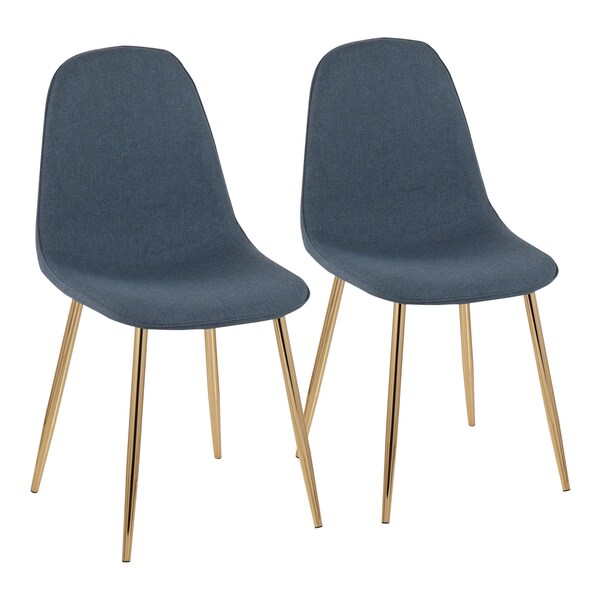 Lumisource Pebble Chair in Gold Steel and Blue Velvet, PK 2 - CH-PEBBLE AUVBU2