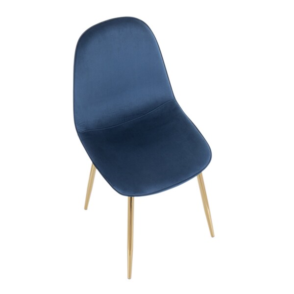 Lumisource Pebble Chair in Gold Steel and Blue Velvet, PK 2 - CH-PEBBLE AUVBU2
