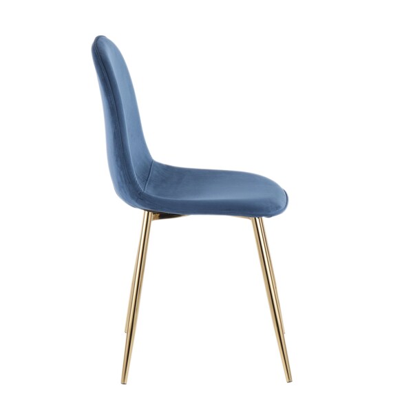 Lumisource Pebble Chair in Gold Steel and Blue Velvet, PK 2 - CH-PEBBLE AUVBU2