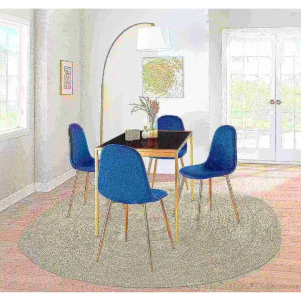 Lumisource Pebble Chair in Gold Steel and Blue Velvet, PK 2 - CH-PEBBLE AUVBU2