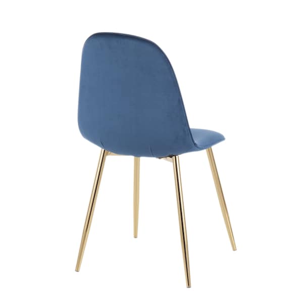 Lumisource Pebble Chair in Gold Steel and Blue Velvet, PK 2 - CH-PEBBLE AUVBU2