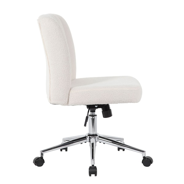 Boss Office Products Modern Mid-Back Desk Chair - White  Boucle Fabric - B4035C-BCRM