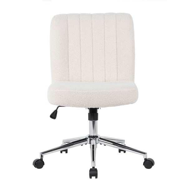 Boss Office Products Modern Mid-Back Desk Chair - White  Boucle Fabric - B4035C-BCRM