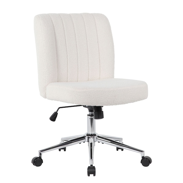 Boss Office Products Modern Mid-Back Desk Chair - White  Boucle Fabric - B4035C-BCRM