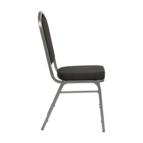 Flash Furniture HERCULES Series Crown Back Stacking Banquet Chair in Black Fabric - Silver Vein Frame - FD-C01-SILVERVEIN-BK-BK-GG