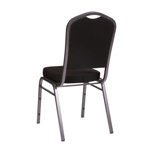 Flash Furniture HERCULES Series Crown Back Stacking Banquet Chair in Black Fabric - Silver Vein Frame - FD-C01-SILVERVEIN-BK-BK-GG