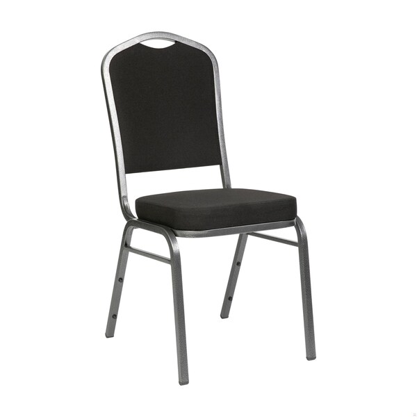 Flash Furniture HERCULES Series Crown Back Stacking Banquet Chair in Black Fabric - Silver Vein Frame - FD-C01-SILVERVEIN-BK-BK-GG