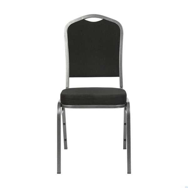 Flash Furniture HERCULES Series Crown Back Stacking Banquet Chair in Black Fabric - Silver Vein Frame - FD-C01-SILVERVEIN-BK-BK-GG