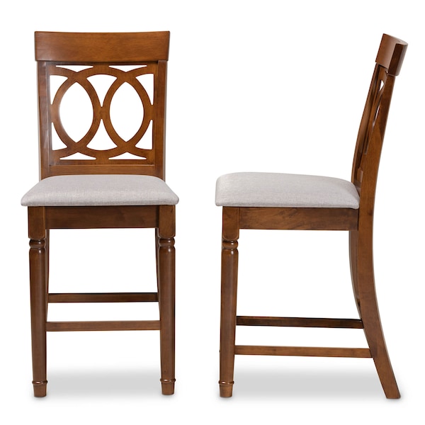 Baxton Studio Violet Grey Upholstered and Walnut Wood 2-Piece Pub Chair Set - 167-9891