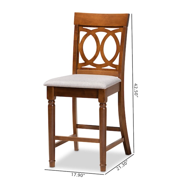 Baxton Studio Violet Grey Upholstered and Walnut Wood 2-Piece Pub Chair Set - 167-9891