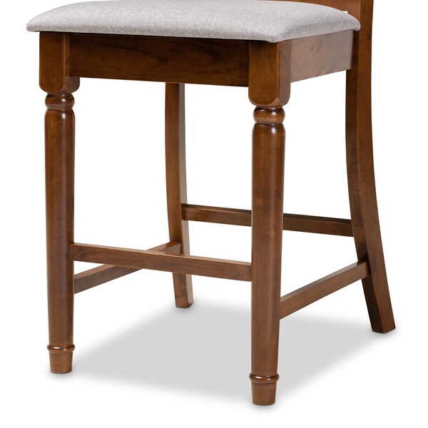 Baxton Studio Violet Grey Upholstered and Walnut Wood 2-Piece Pub Chair Set - 167-9891