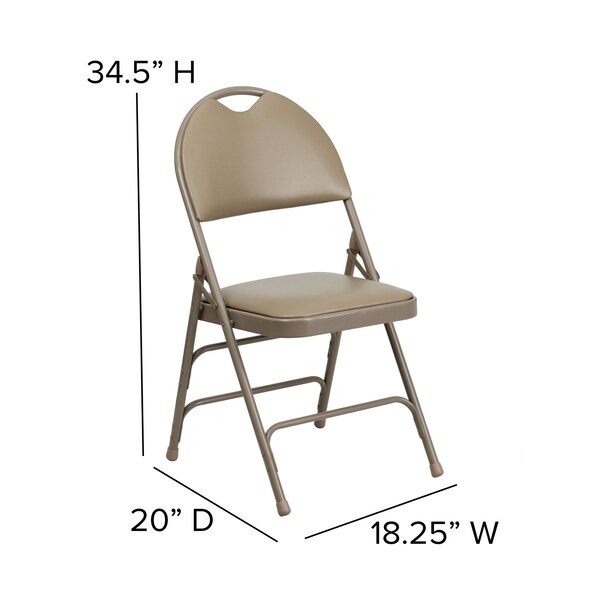 Flash Furniture Beige Vinyl Folding Chair - 4-HA-MC705AV-3-BGE-GG